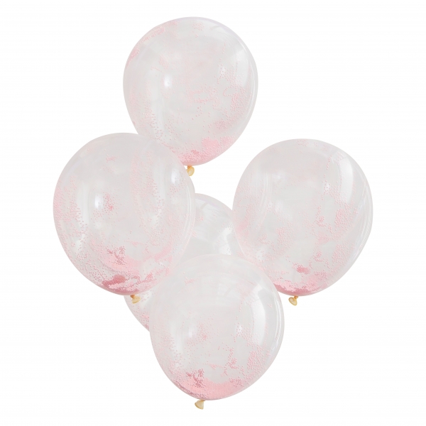 Balões com Confetti Bolinhas Rosa