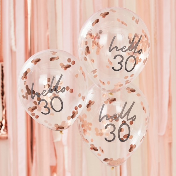Balões com Confetti Hello 30