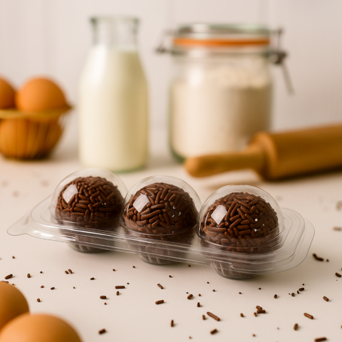 10 Blísters para Doces e Brigadeiros com 3 Cavidades