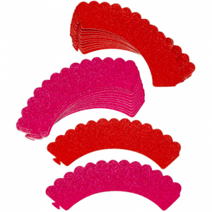 24 Wrappers para Cupcake Glitter Vermelho e Rosa