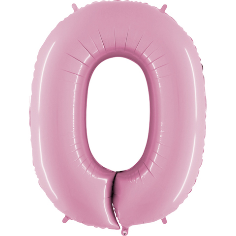 Balão Número 0 Rosa Claro