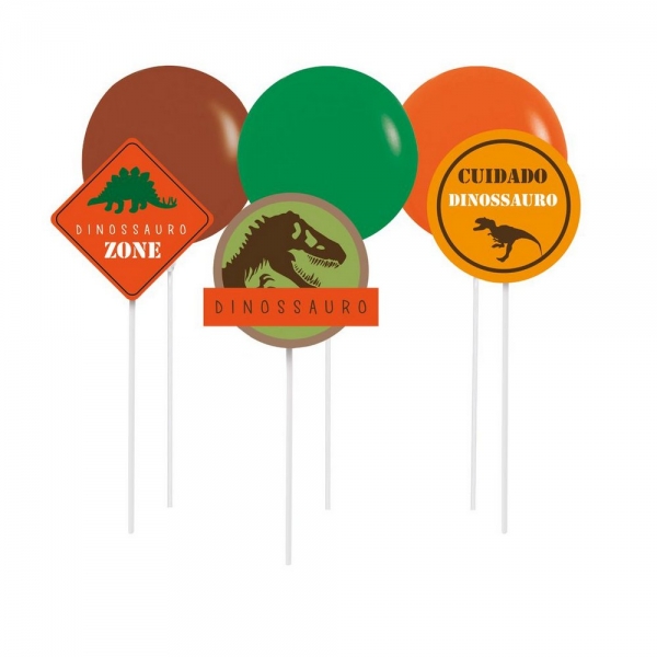 Kit Topo de Bolo com Balões Dinossauros