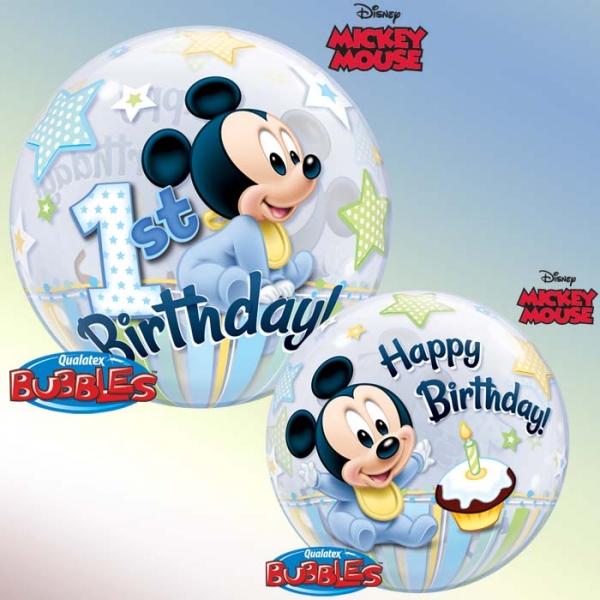 Balão Bubble Mickey 1st Birthday