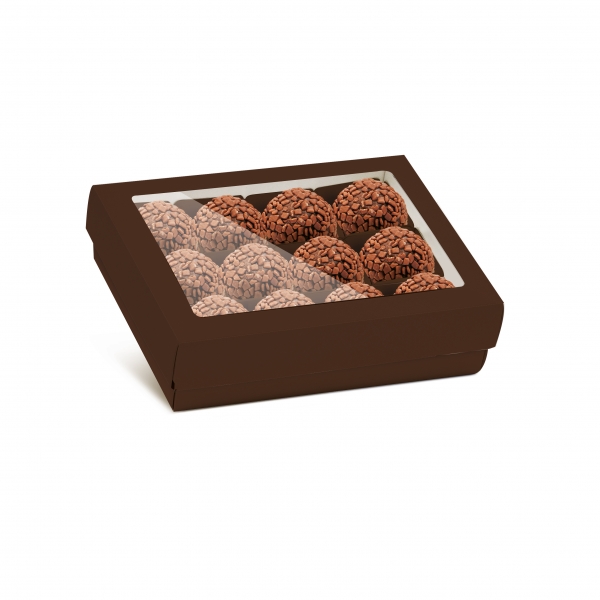 Caixa para 12 Doces com Forminhas Castanho - 10 unidades
