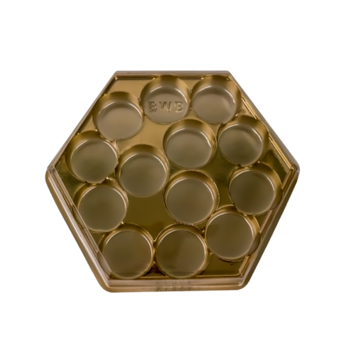 10 Caixas Sextavadas para 13 Bombons - Dourado