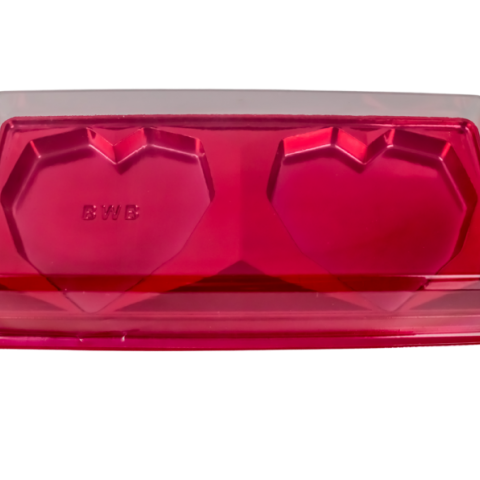 10 Caixas para 2 Corações Lapidados 200g - Vermelho