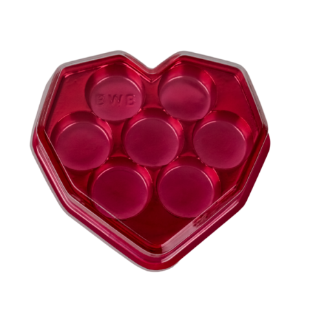 10 Caixas Coração Lapidado para 7 Bombons - Vermelho