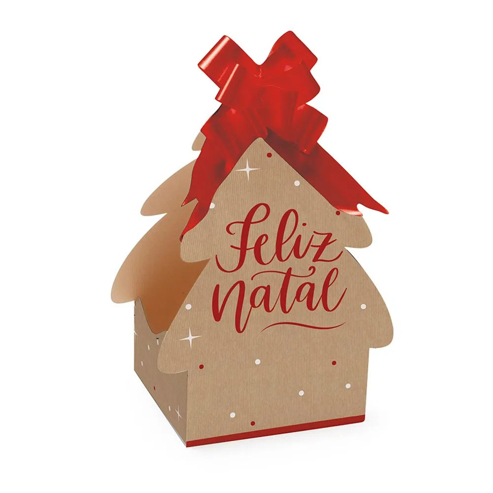 Caixa para Panettone Árvore Feliz Natal - 10 unidades