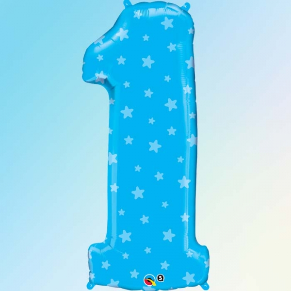 Balão Número 1 Azul Estrelas