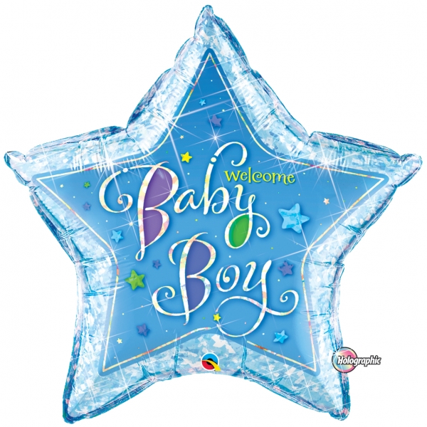 Balão Estrela Holográfica Baby Boy