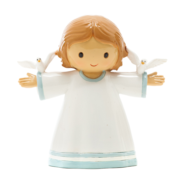 Figura Anjinho Azul com 2 Pombas Figura Anjinho Azul com 2 Pombas