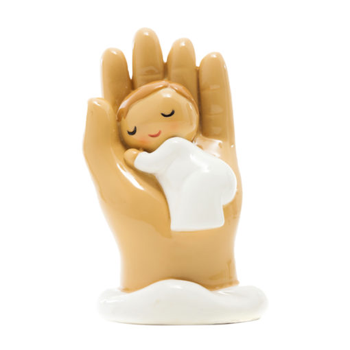 Figura Anjo Bebé na Mão Branco