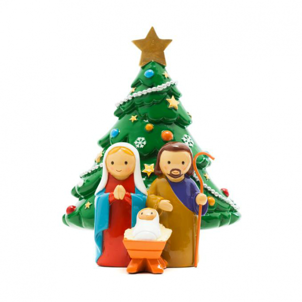 Figura Sagrada Familia com Árvore de Natal