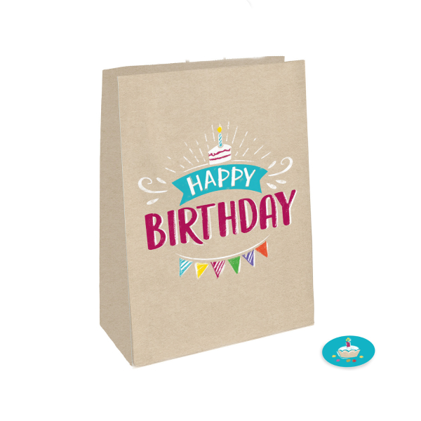 4 Sacos de Papel Happy Birthday