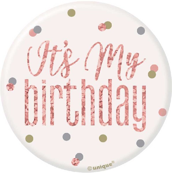 Crachá Its My Birthday Rose Gold