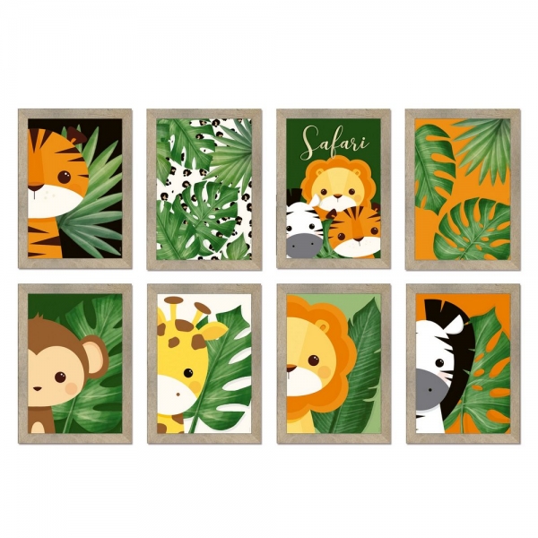 8 Cartazes Decorativos Safari