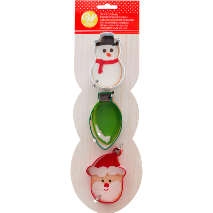 3 Cortadores Pai Natal, Boneco de Neve e Ornamento