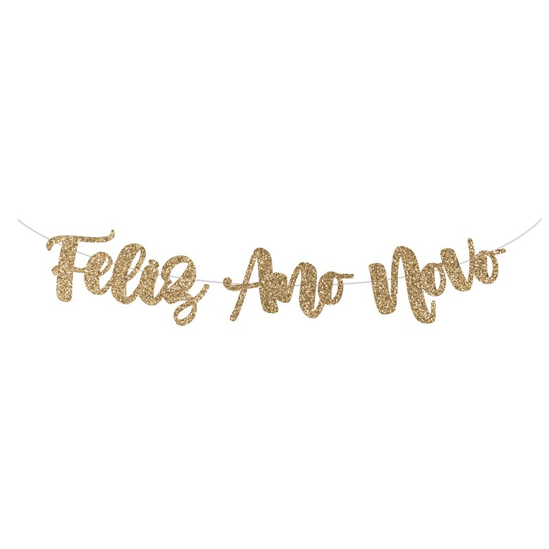 Faixa com Glitter Dourado Feliz Ano Novo 