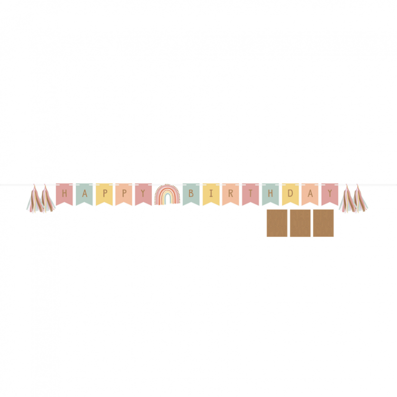 Faixa Happy Birthday Arco-Íris Boho Faixa Happy Birthday Arco-Íris Boho