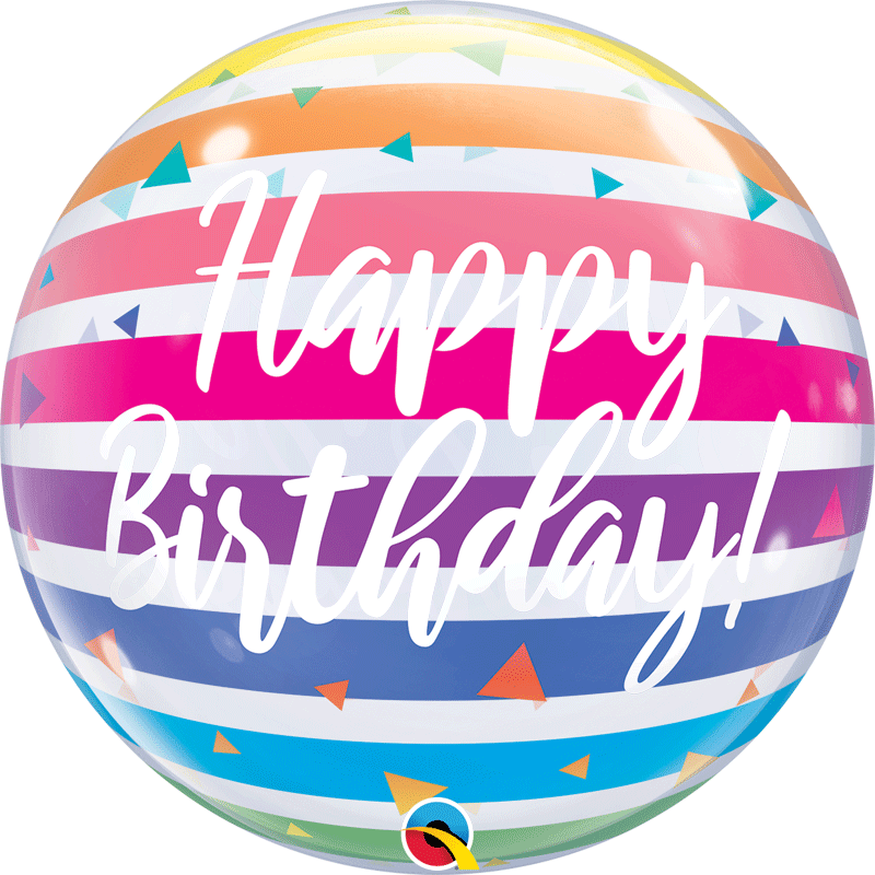 Balão Bubble Riscas Happy Birthday