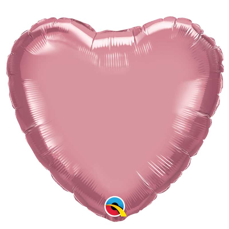 Balão Coração Rosa Cromado