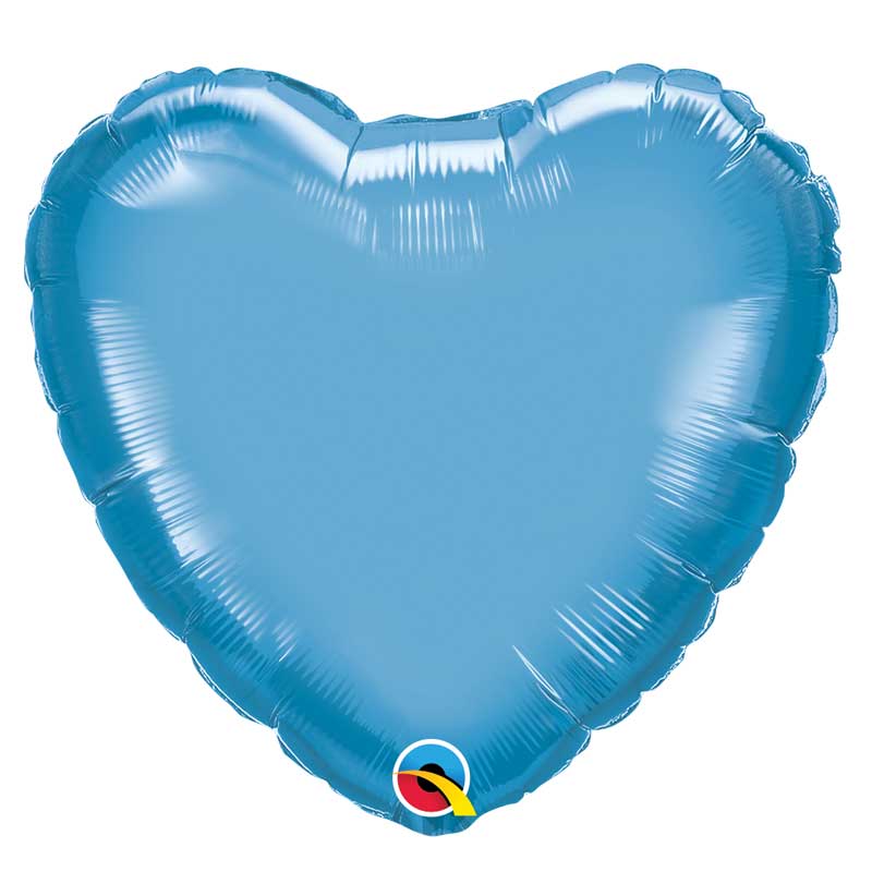 Balão Coração Azul Cromado