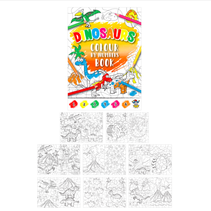 Mini Livro Colorir por Números Dinossauros Mini Livro Colorir por Números Dinossauros