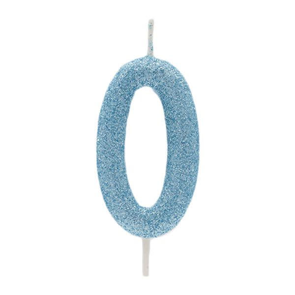 Vela Glitter Azul Número 0