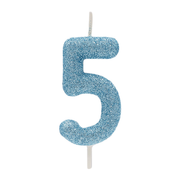 Vela Glitter Azul Número 5