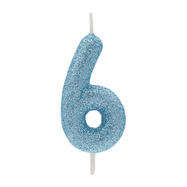 Vela Glitter Azul Número 6