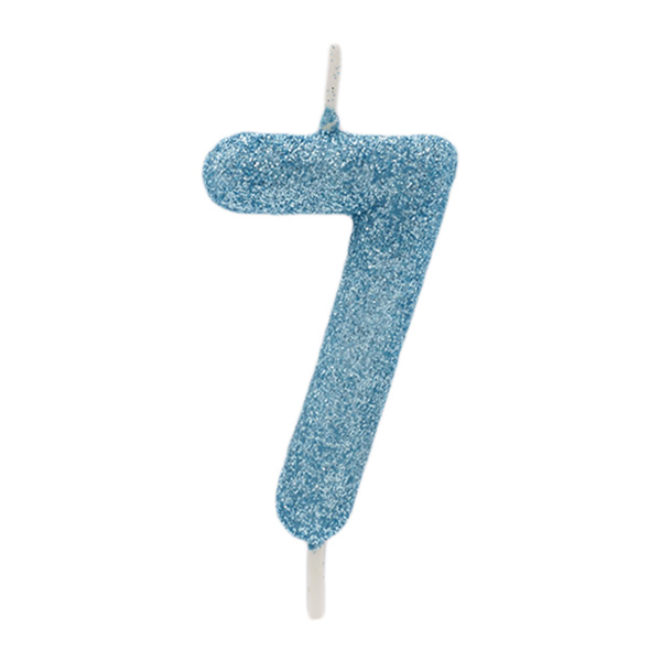 Vela Glitter Azul Número 7