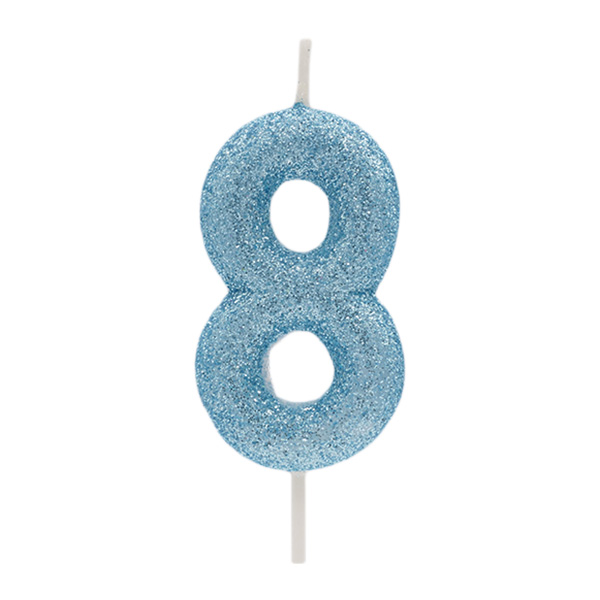 Vela Glitter Azul Número 8