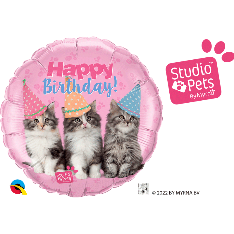 Balão Happy Birthday Gatos