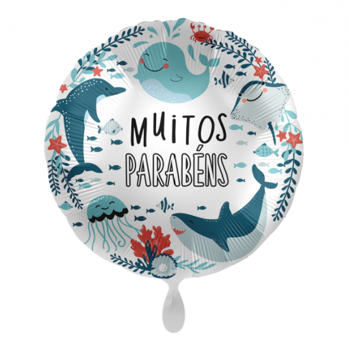 Balão Muitos Parabéns Fundo do Mar Balão Muitos Parabéns Fundo do Mar