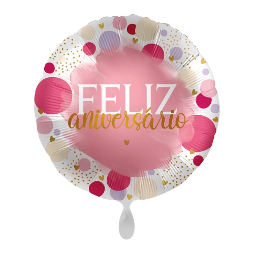 Balão Feliz Aniversário Rosa