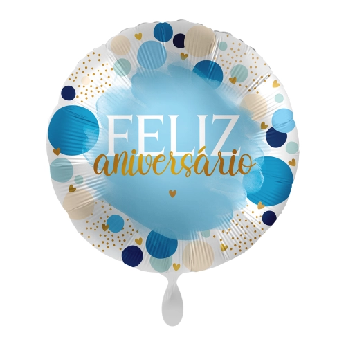 Balão Feliz Aniversário Azul