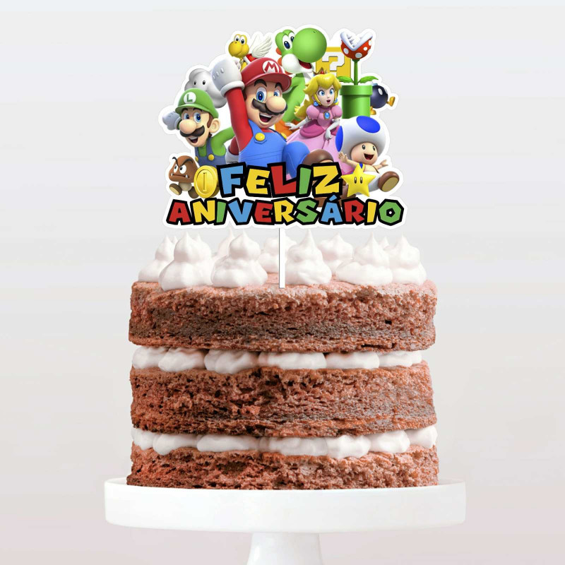 Topo de Bolo Simples Super Mário