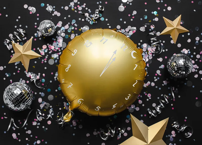 Balão Dourado Relógio Balão Dourado Relógio