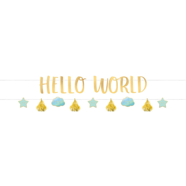 Faixa Hello World Azul e Dourado