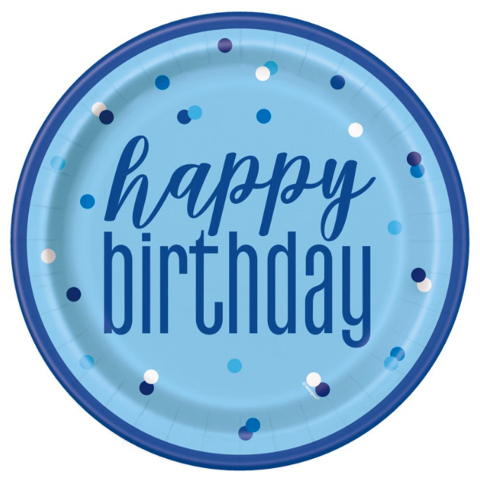 Pratos Happy Birthday Azul