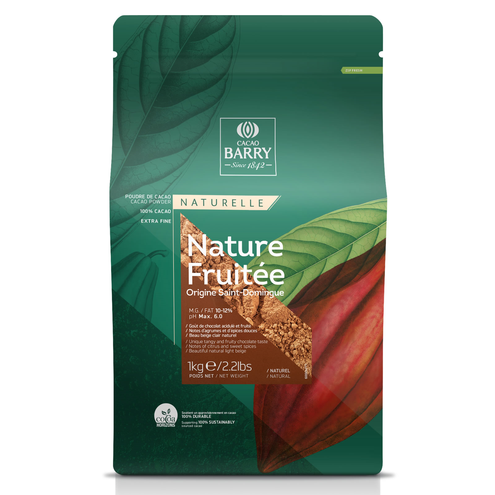 Cacao Barry Nature Fruitée Cacau Magro em Pó Natural e Biológico - 1KG Cacao Barry Nature Fruitée Cacau Magro em Pó Natural e Biológico - 1KG