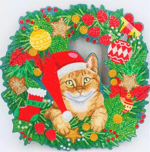 Crystal Art - Coroa de Natal Gato