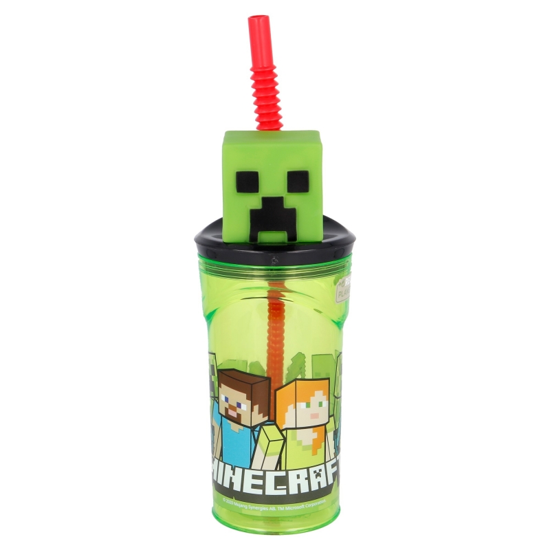 Copo com Palhinha e Figura Minecraft