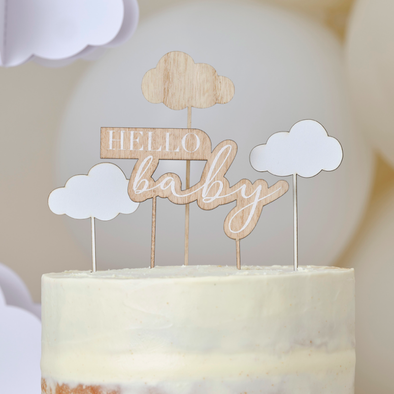 Topo de Bolo Madeira Hello Baby