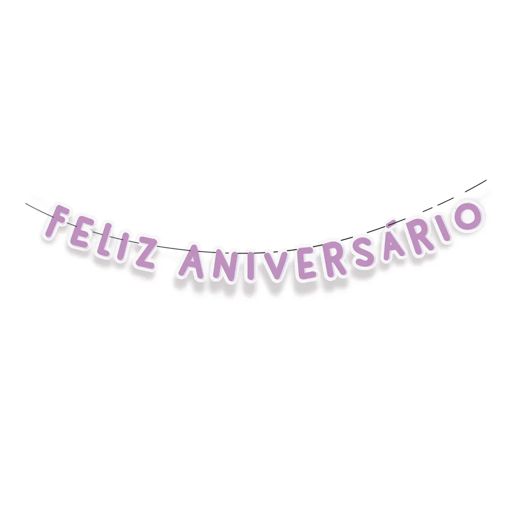 Faixa Feliz Aniversário Lavanda