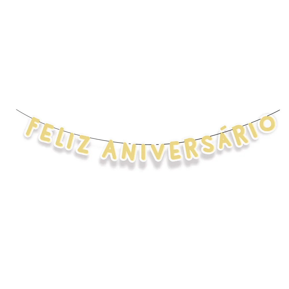 Faixa Feliz Aniversário Amarelo