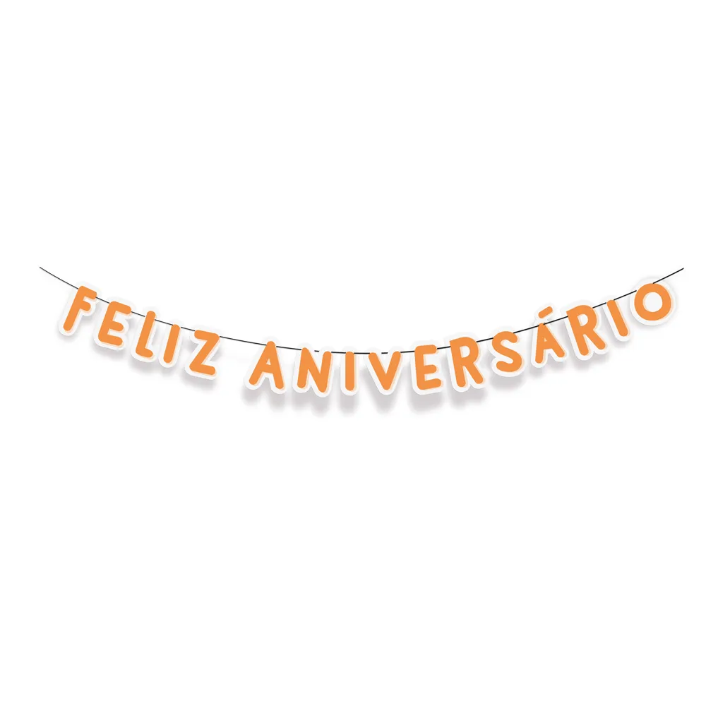 Faixa Feliz Aniversário Laranja