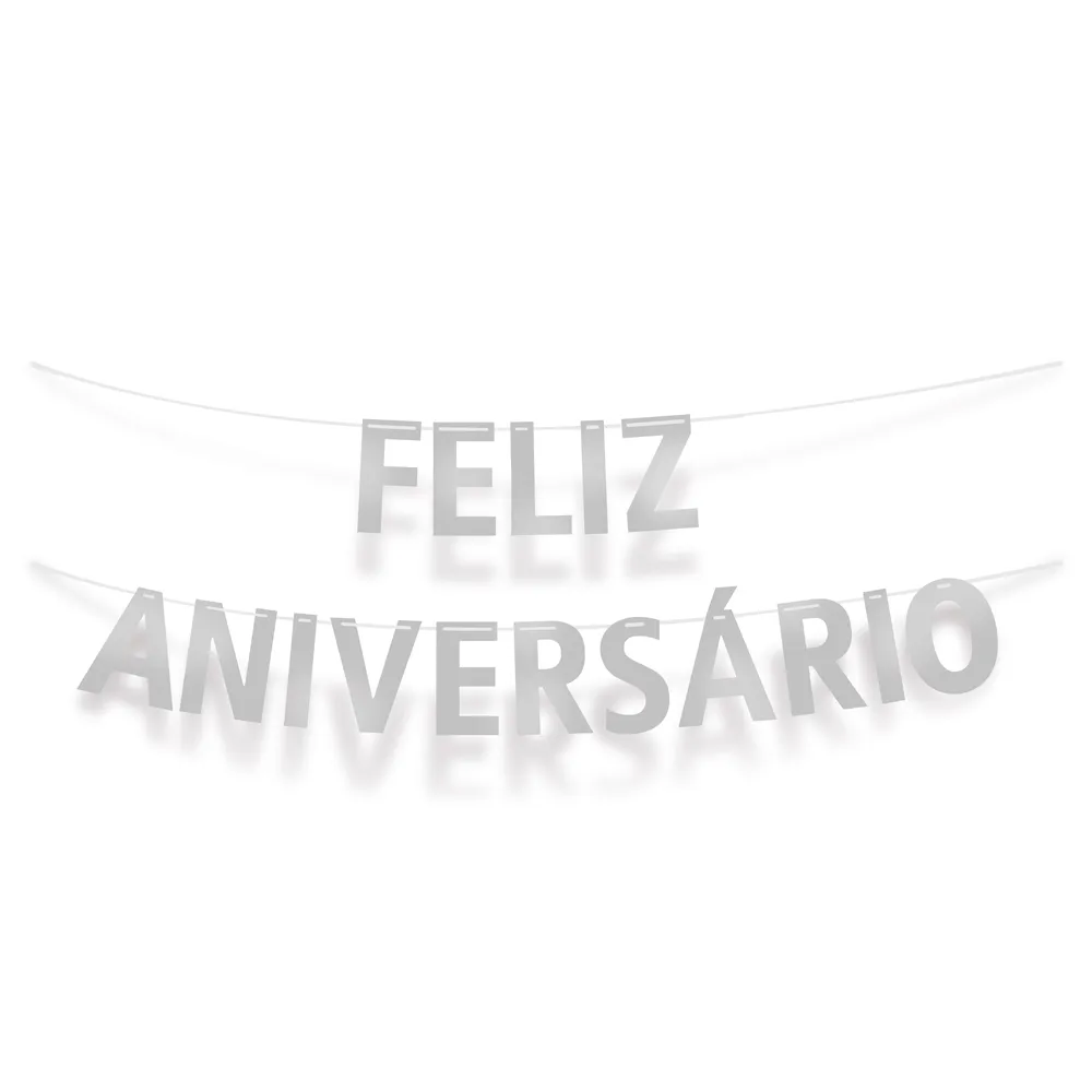 Faixa Feliz Aniversário Prata