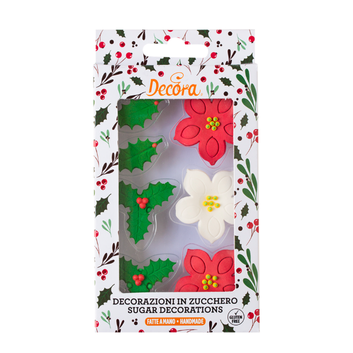 7 Decorações de Açúcar Flor de Natal 7 Decorações de Açúcar Flor de Natal