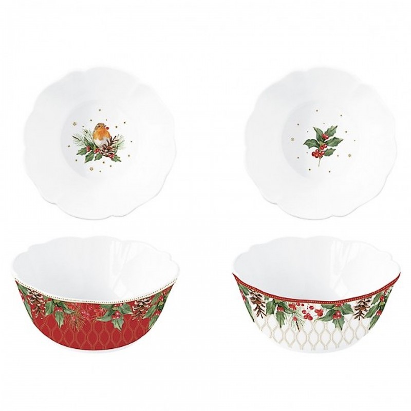 2 Taças de Porcelana Christmas Berries